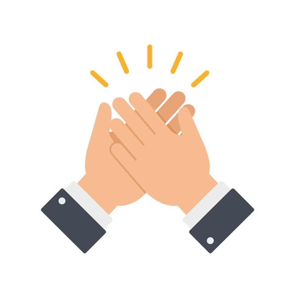 Hands clapping in celebration flat design art vector