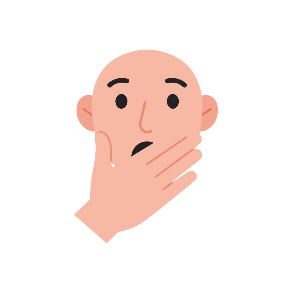 Surprised person showing facial expression in minimal flat design art vector