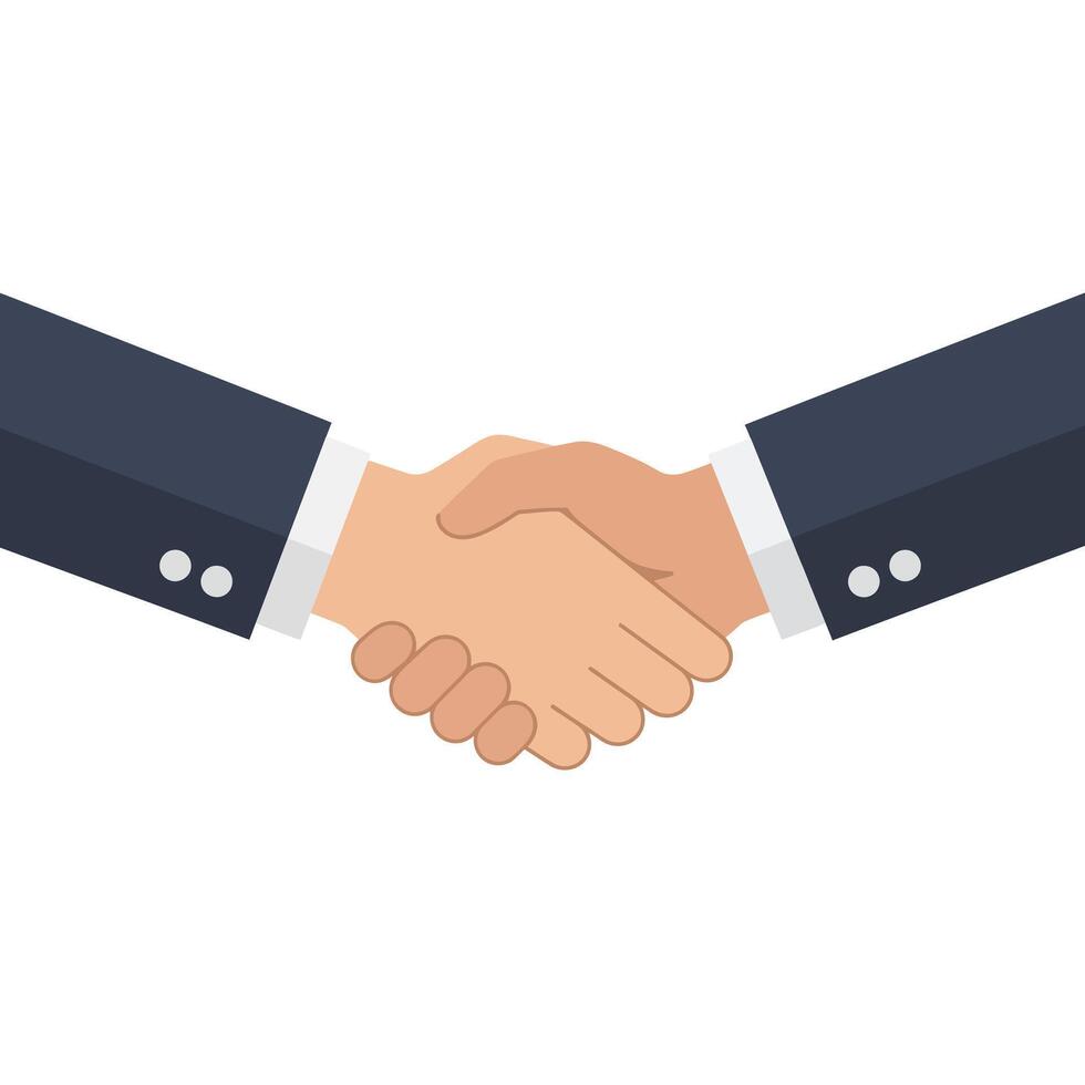 Handshake between two people in flat design style art vector