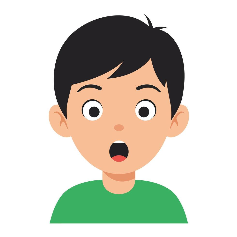 Surprised young boy with open mouth in flat design art vector