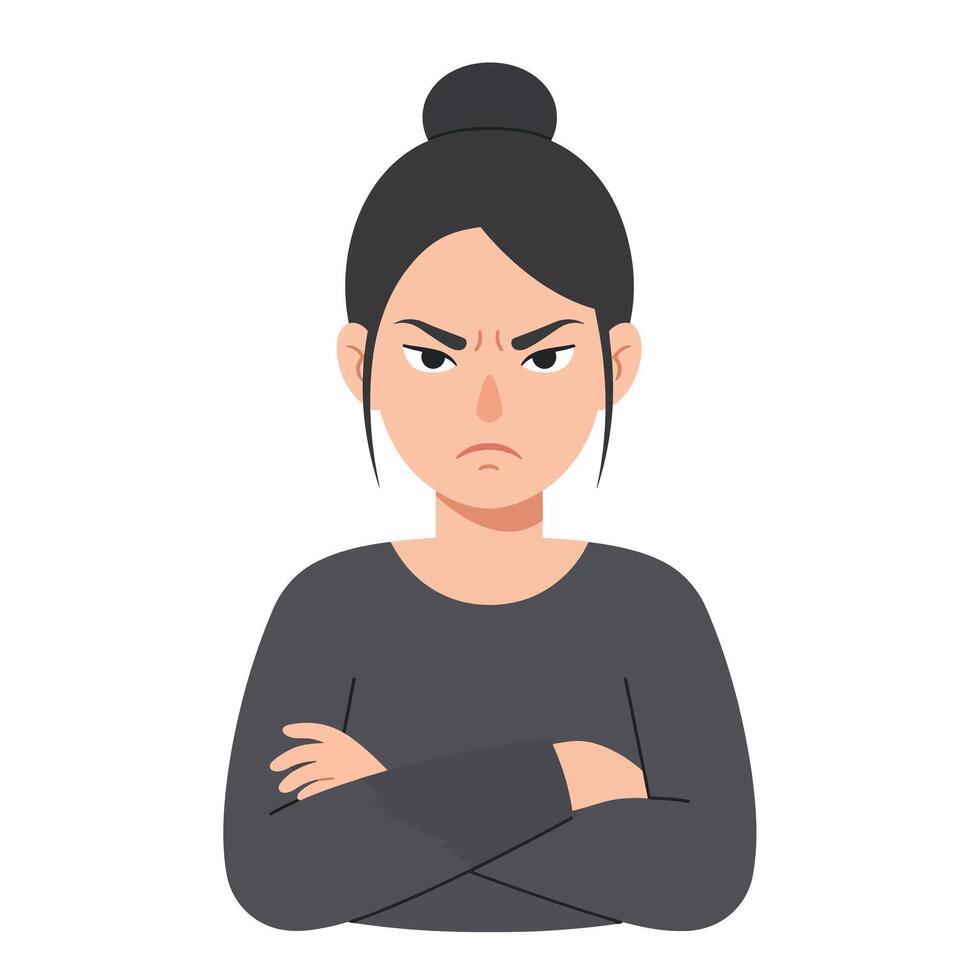 Angry woman character design in flat style for art vector