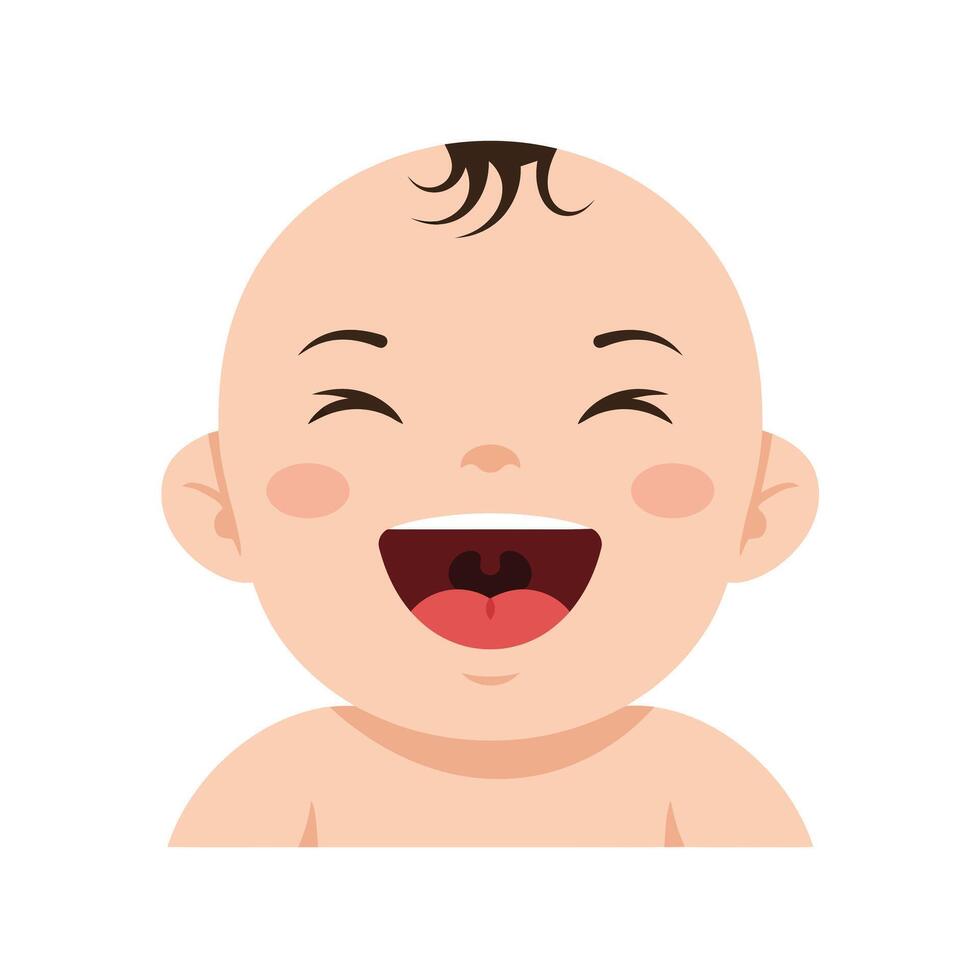 Happy baby face in flat design style with cheerful expression art vector