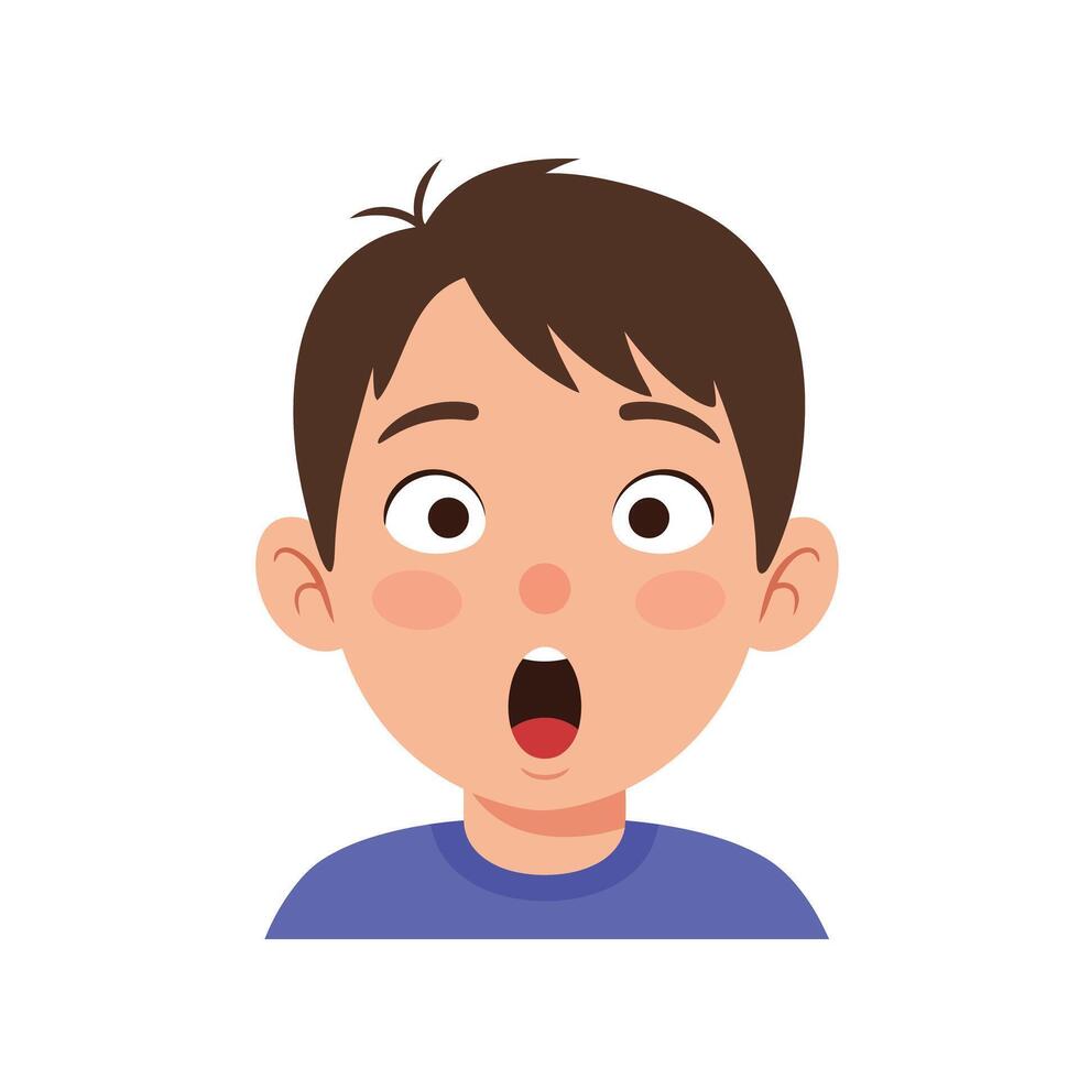 Surprised young boy character in flat design style illustration vector
