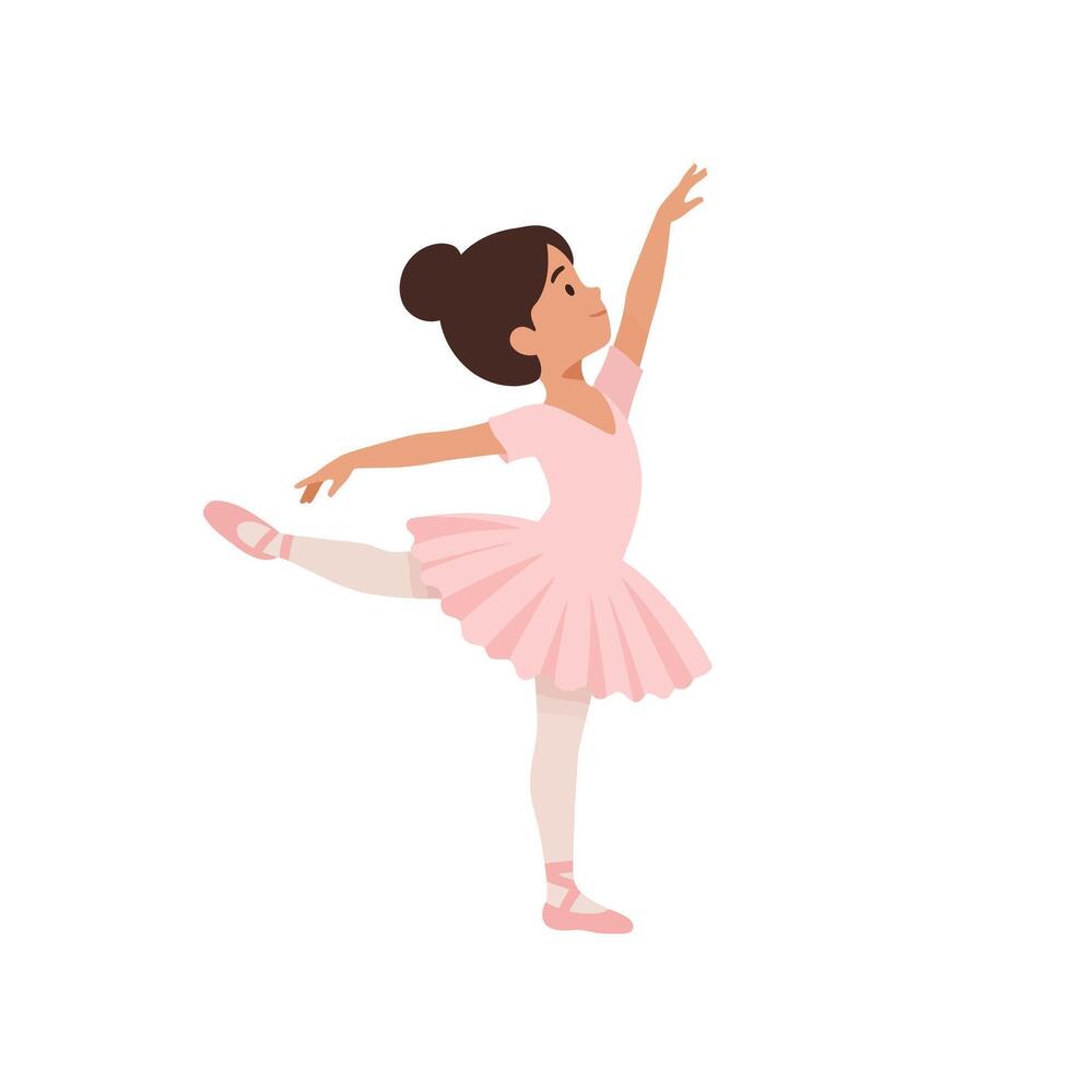 Ballerina in graceful pose performing dance move in flat art style illustration vector