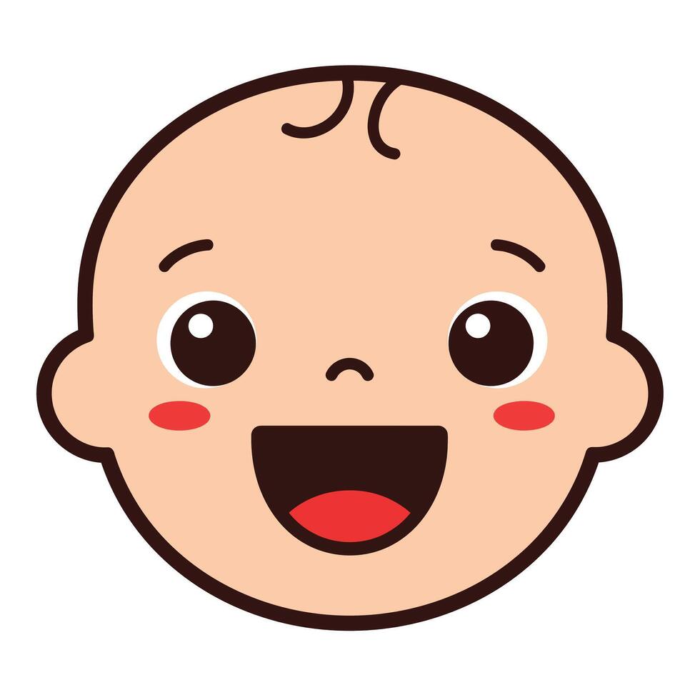 Happy baby face illustration in flat style with bright colors and cheerful expression art vector