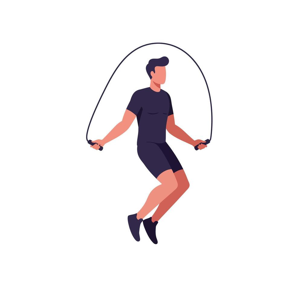 Active man skipping rope in minimal style showcasing fitness and energy art vector