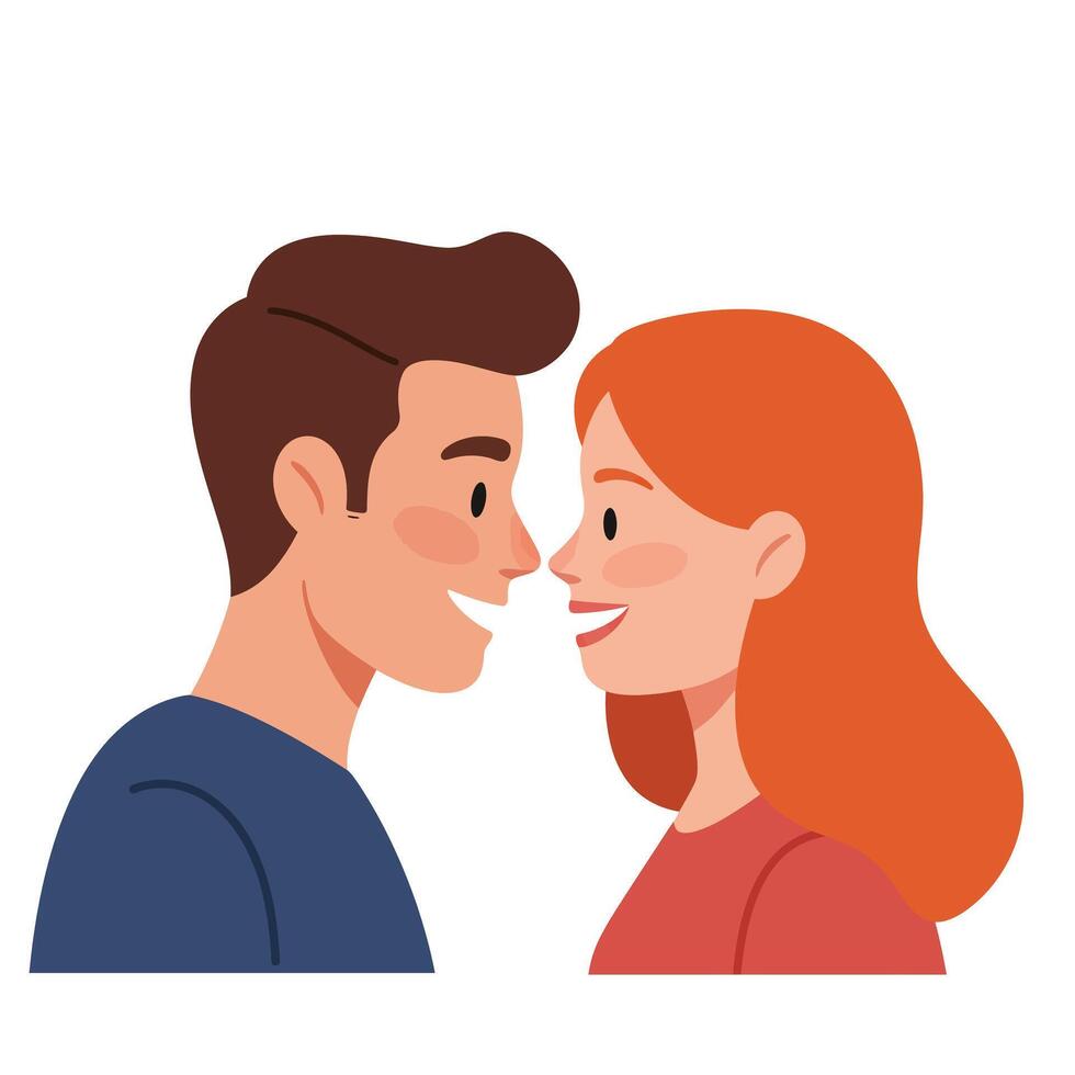 Couple sharing a joyful moment in a flat minimal illustration vector