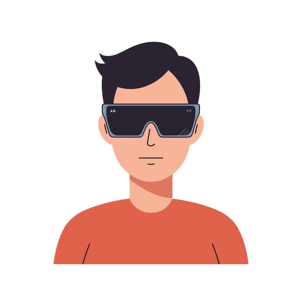 Young man wearing sunglasses in flat minimal style art vector