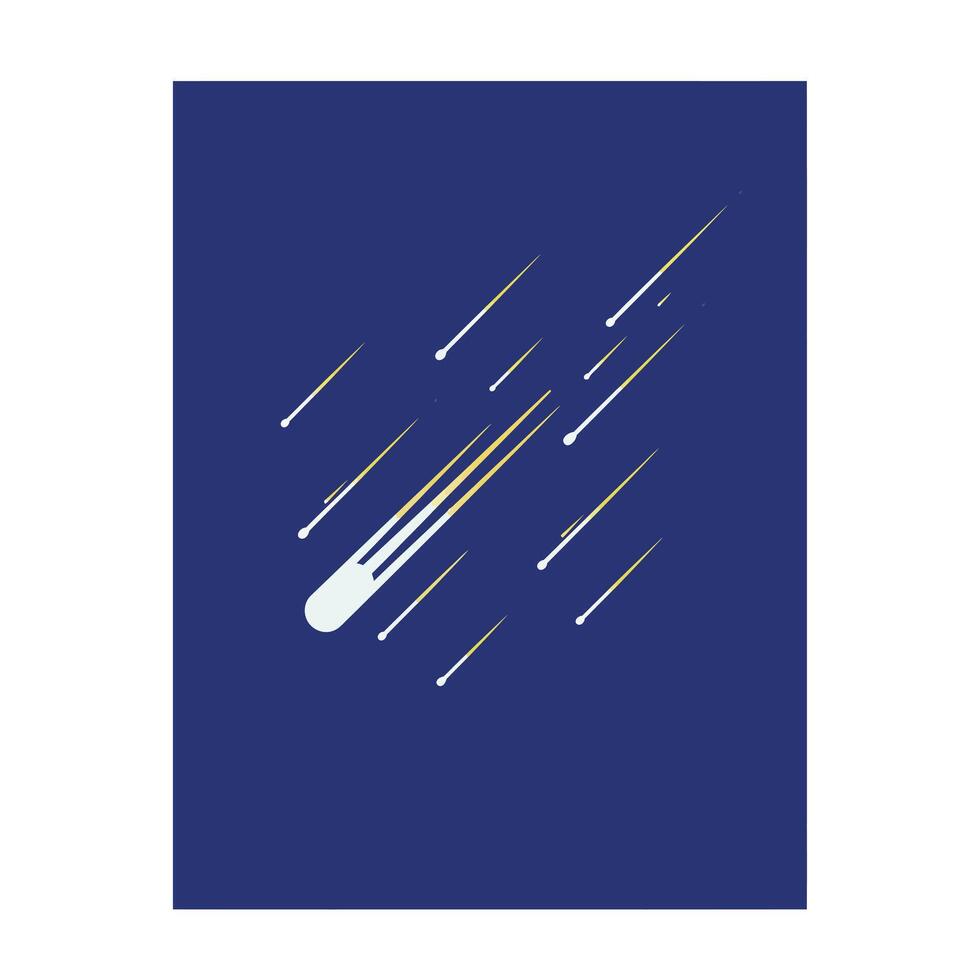 Meteor shower with dynamic motion in flat design art vector