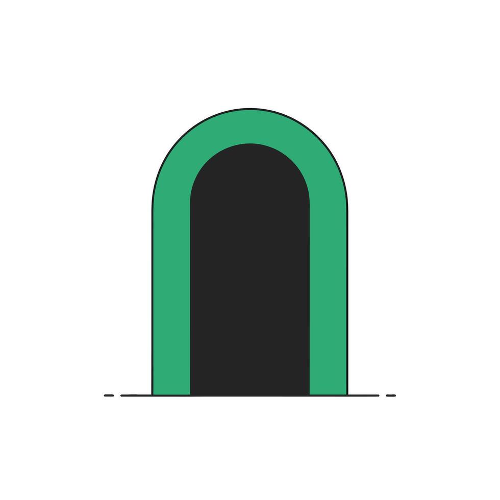 Green archway design with minimal style transitioning into a detailed art vector