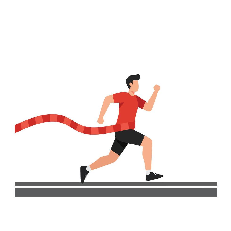 Runner in Motion with Flowing Ribbon in Flat Art Style vector