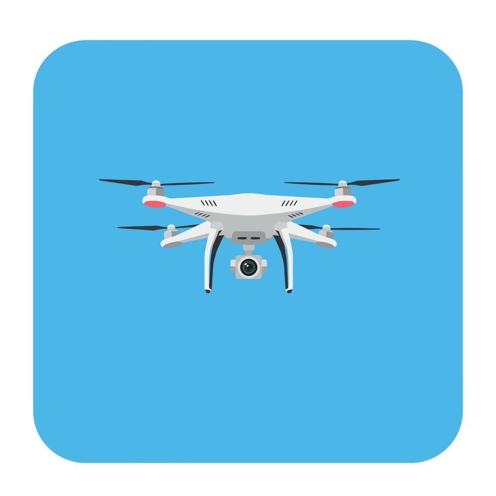Drone flying above with camera in flat style illustration vector