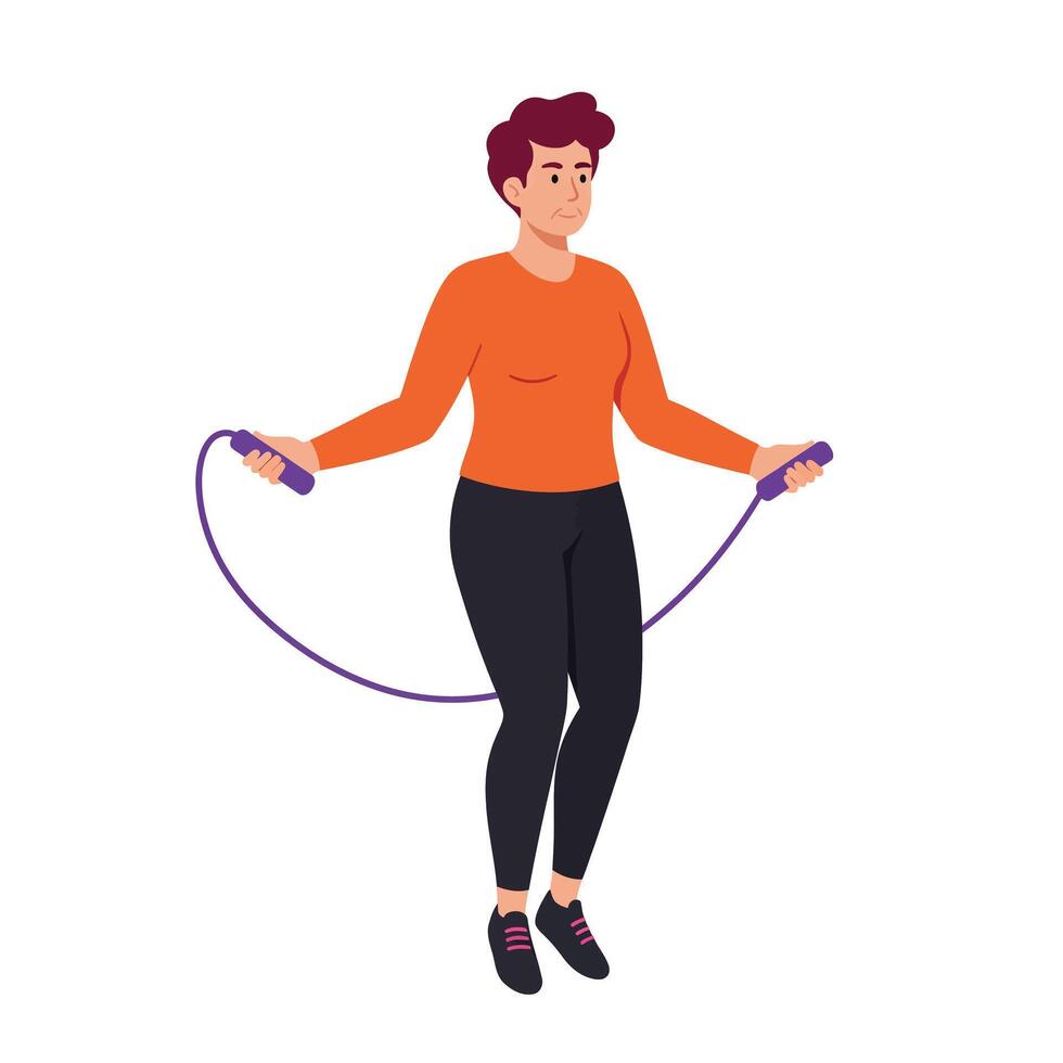 Person skipping rope in a flat design style illustration vector