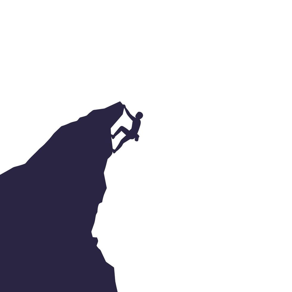 Climber Reaching New Heights in Minimal Style Art vector