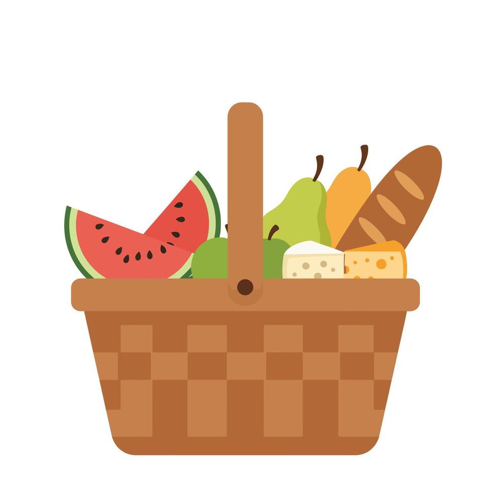 Fresh fruit and bread in a stylish flat design art vector