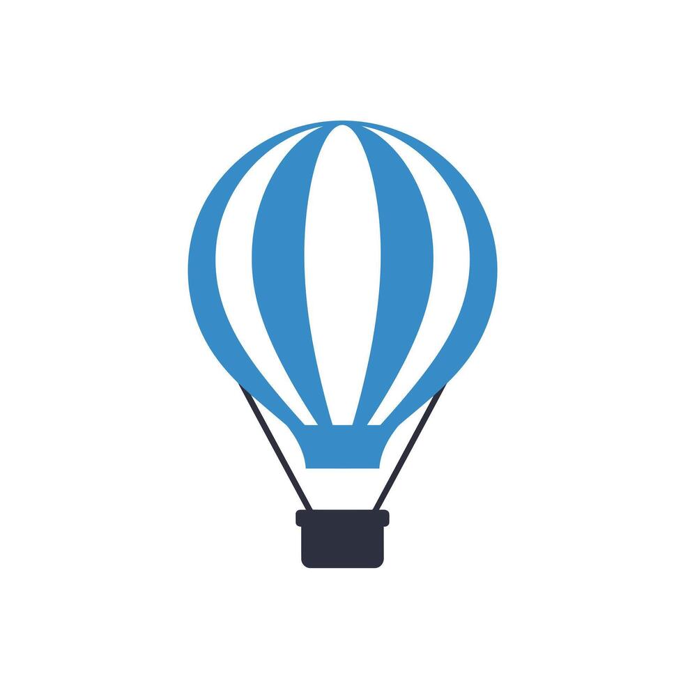 Hot air balloon soaring through the sky in minimal flat design art vector