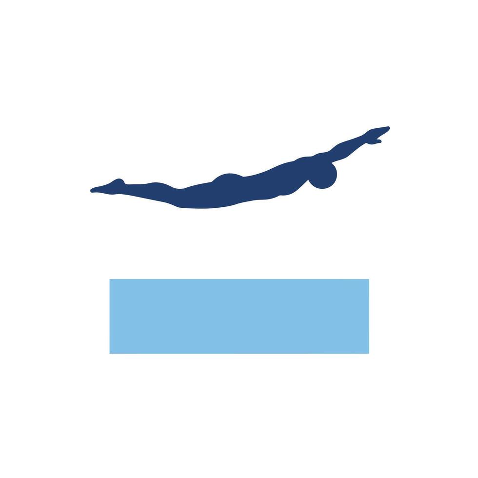 Diver executing a perfect jump in minimal flat illustration vector
