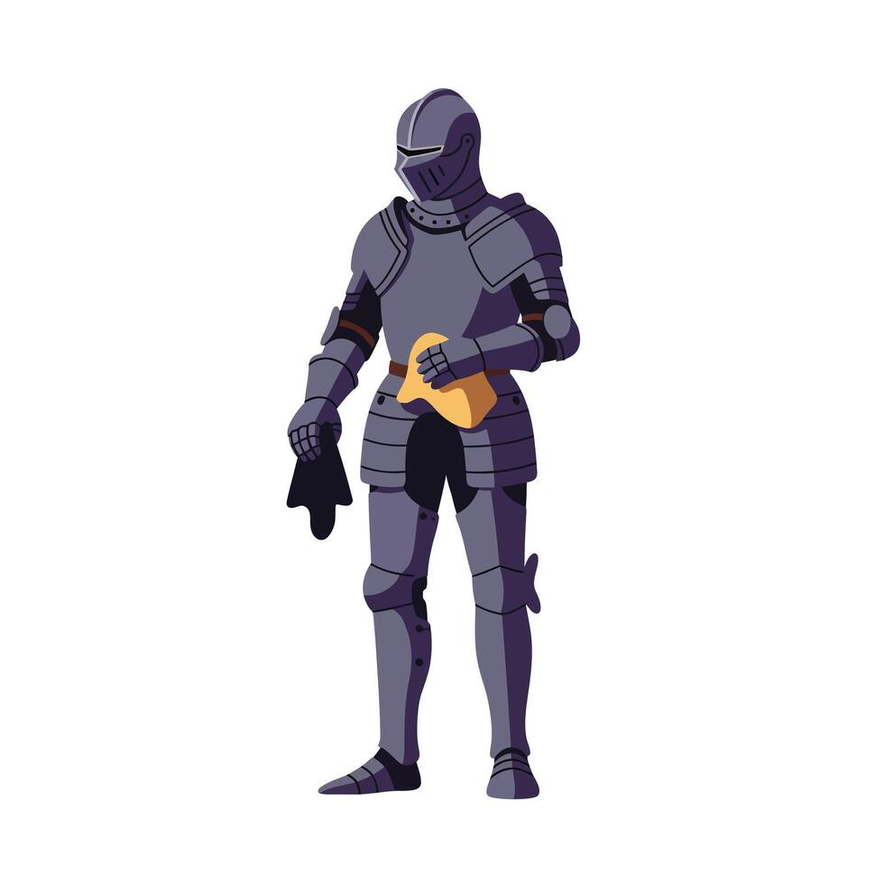 Knight character holding a shield in flat design art vector