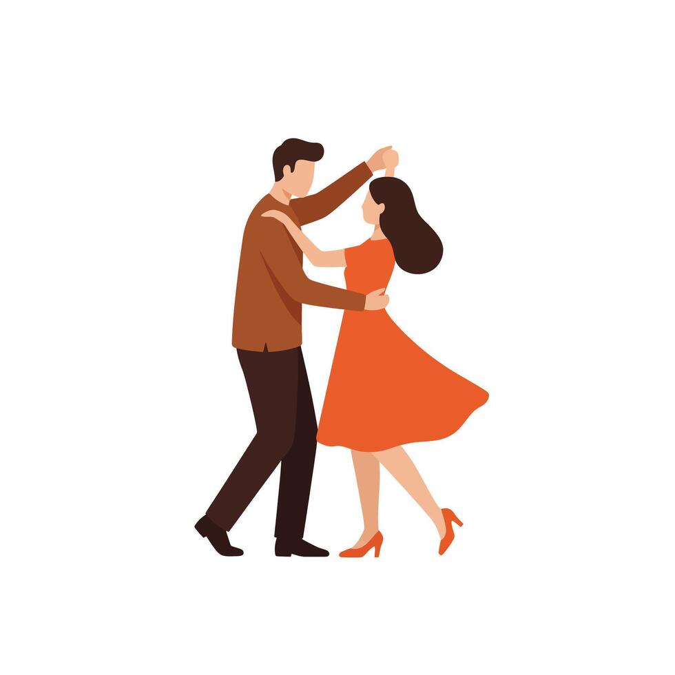 Dancing couple in elegant attire with flat design style illustration vector