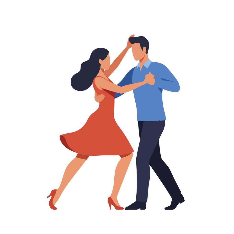 Couple dancing joyfully in a minimal and vibrant style illustration vector