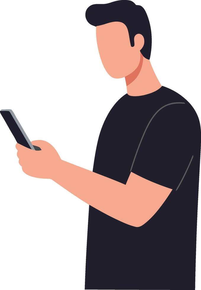 Man using smartphone in flat design style art vector