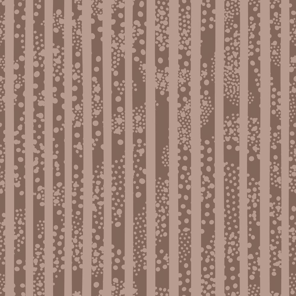 Seamless pattern with vertical hand drawn stripes and dots in soft beige and taupe hues vector