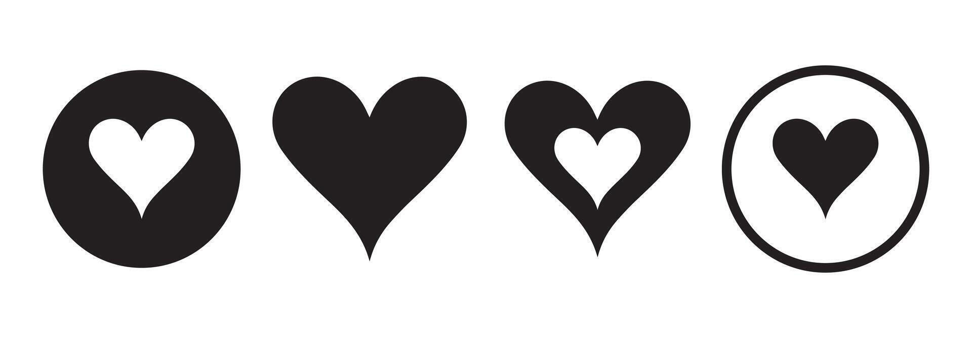 Black heart shape symbol collection set vector