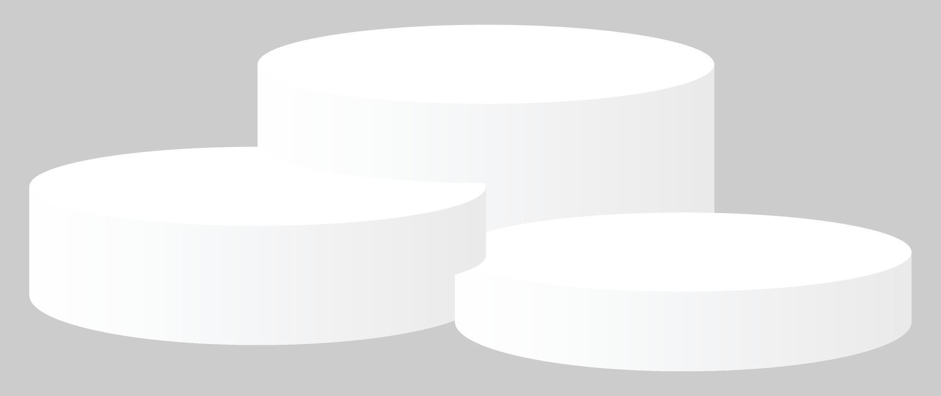 Three Combination of White Matte Round Podium Winner Platform or Product Display vector
