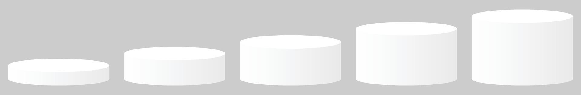 Different High of White Matte Round Podium Winner Platform or Product Display vector