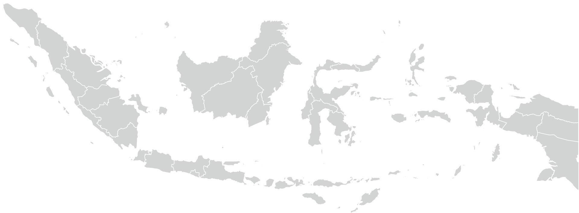 Grey with White Outline Indonesia Map with District Borders Asian Country vector