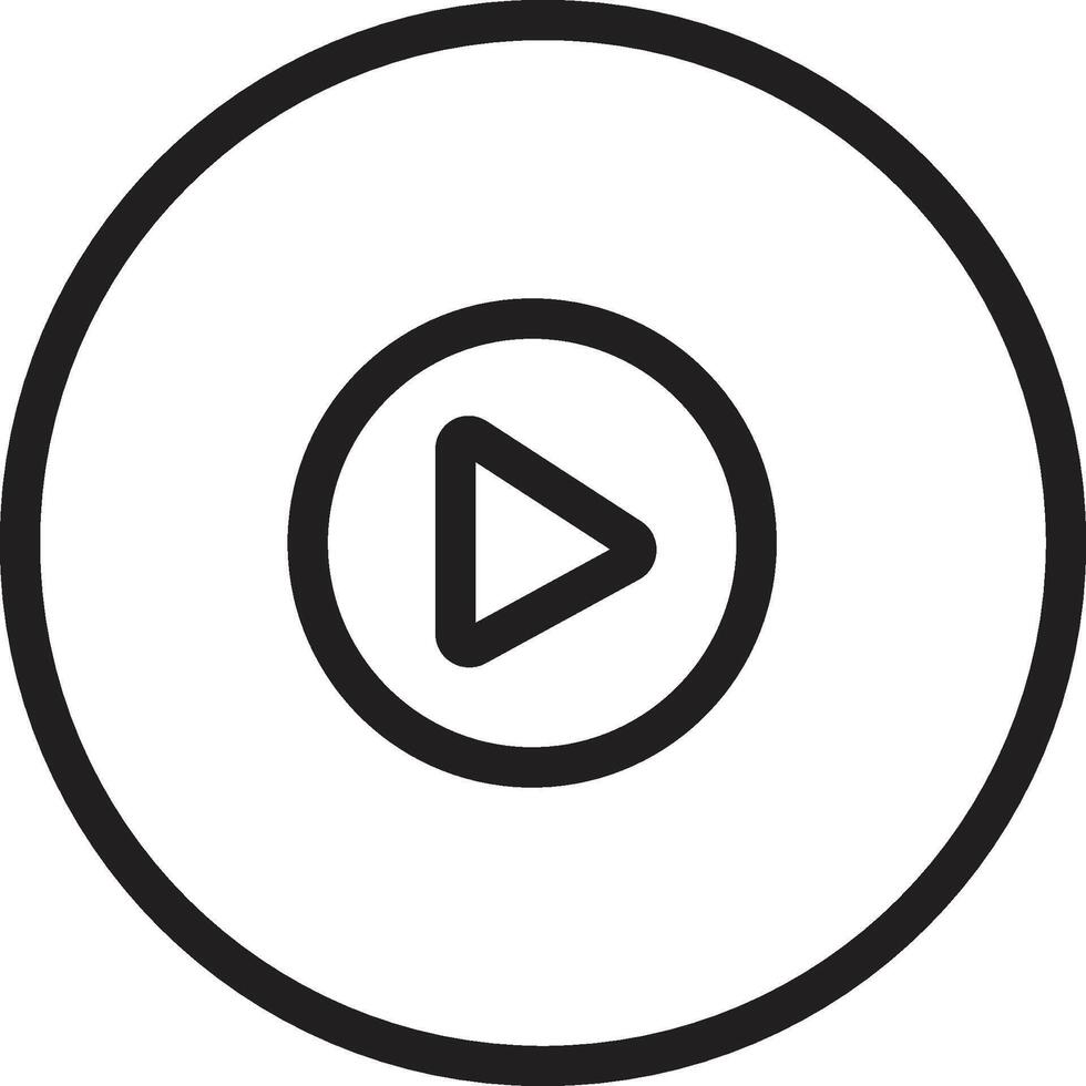 Circle Black Outline Play Button for Music Apps vector