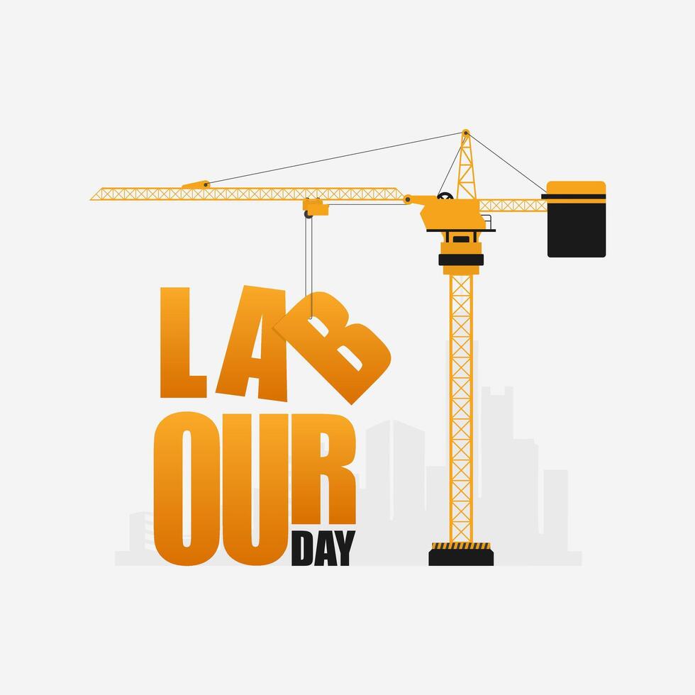 Illustration Design Of International Labour day 1 May with Crane Background vector