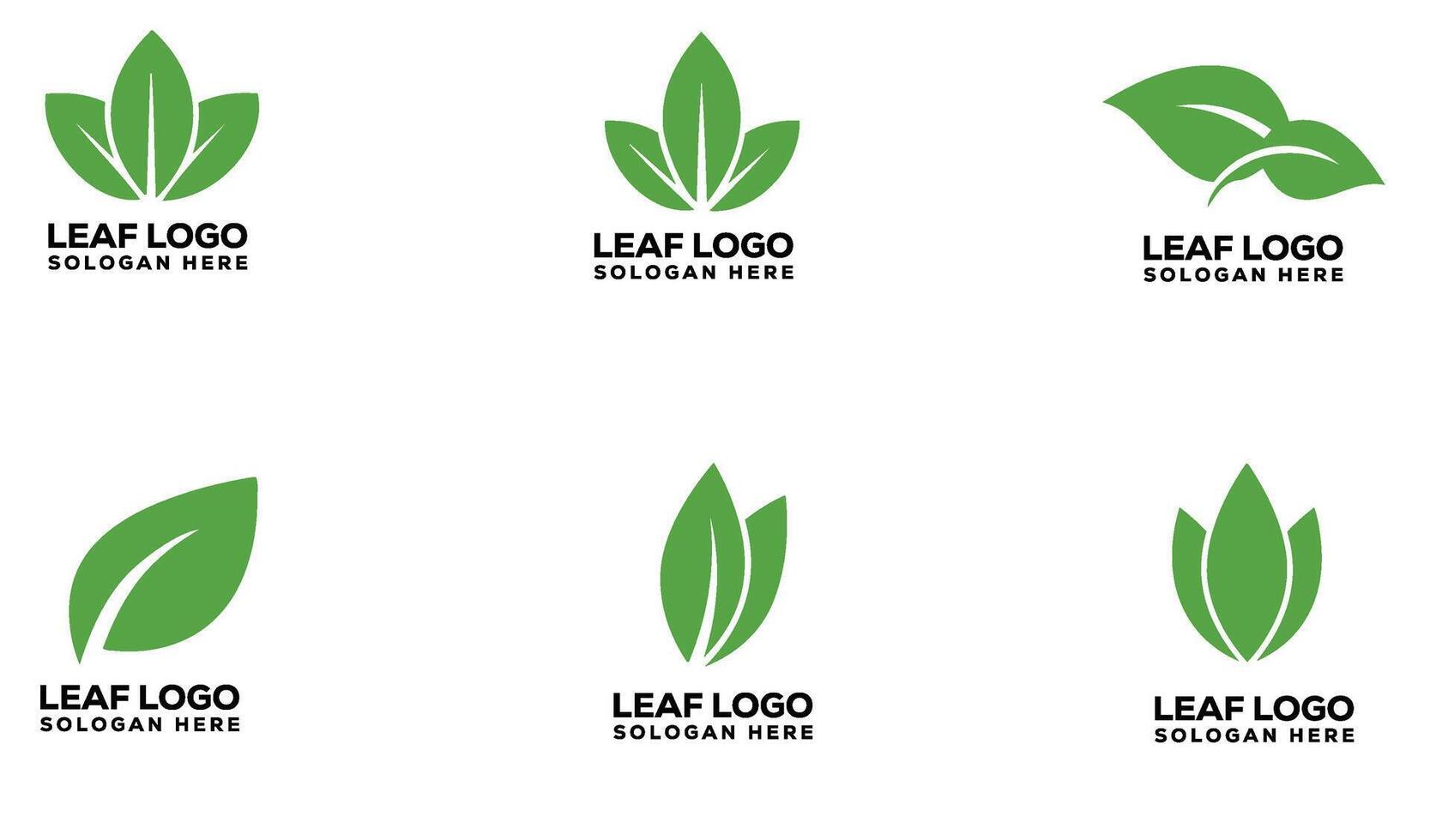 Editable Natural Green Leaf Logo Set for Sustainable Packaging and Product Labels vector