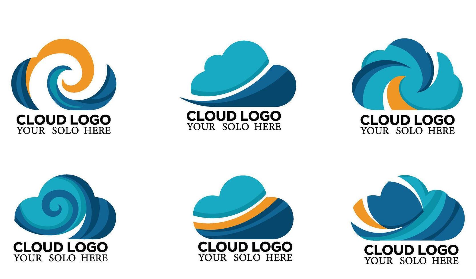 Professional Abstract Weather Cloud Logo Symbol Set Icon for Climate-Based Apps vector