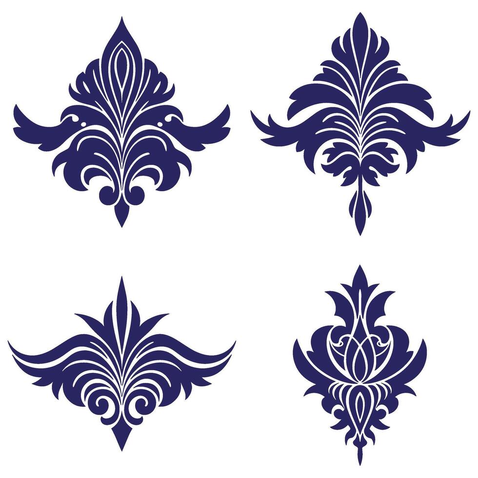 Intricate Floral Scroll Shapes for Elegant Gift Tags and Boxes vector