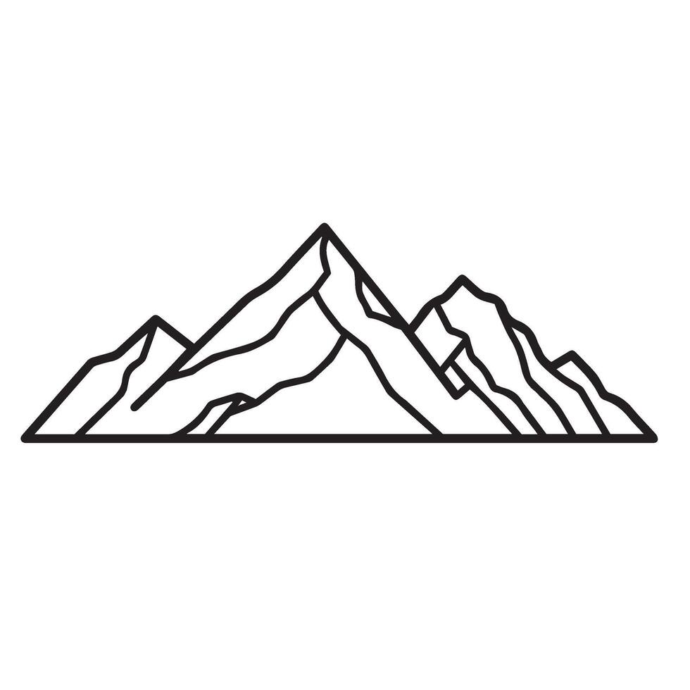 Black and white mountain symbol outline for kids coloring page vector