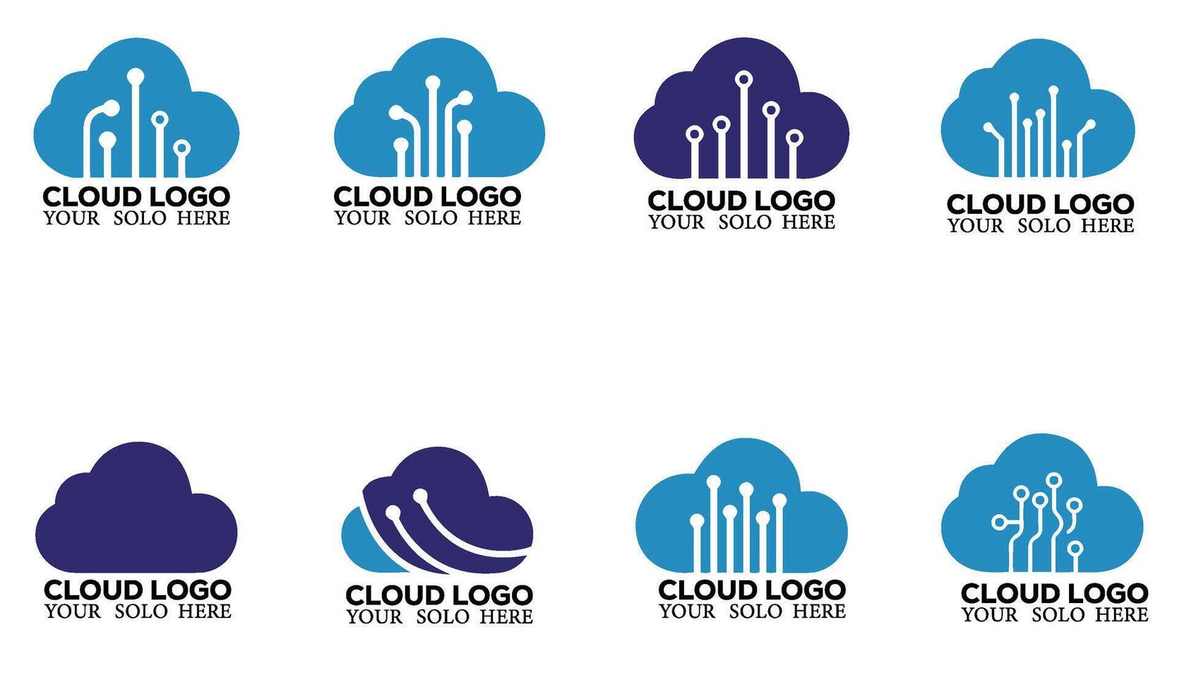 Gradient Abstract Weather Cloud Logo Symbol Set Icon for Web Interfaces vector