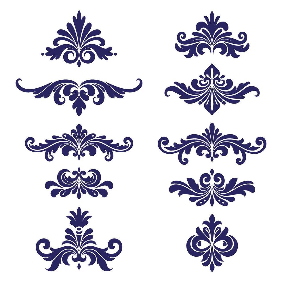 Vintage Damask Flourish Design Pack for Classic Invitations and Decor vector