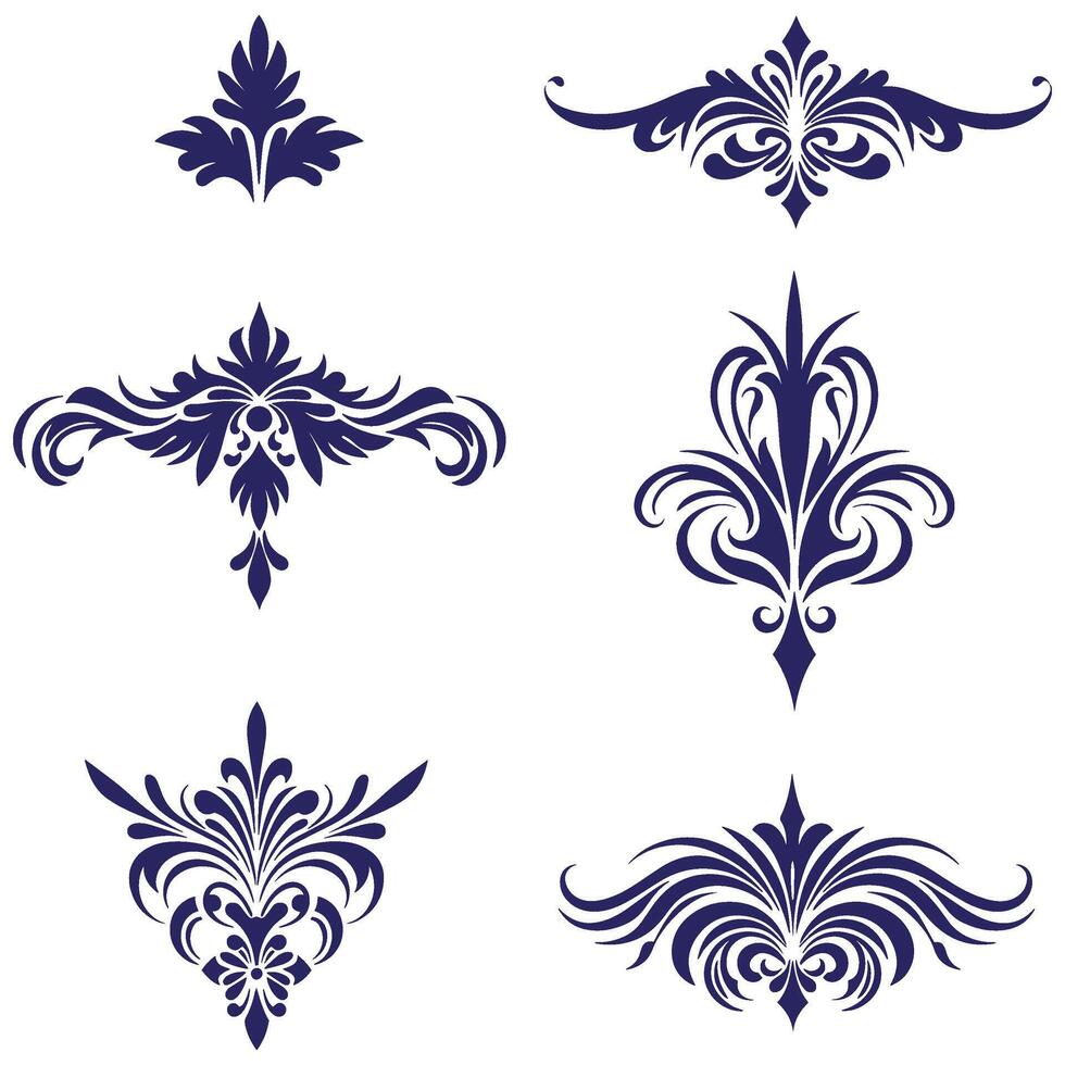 Classic Scroll Flourish Elements for Retro Frames and Page Borders vector
