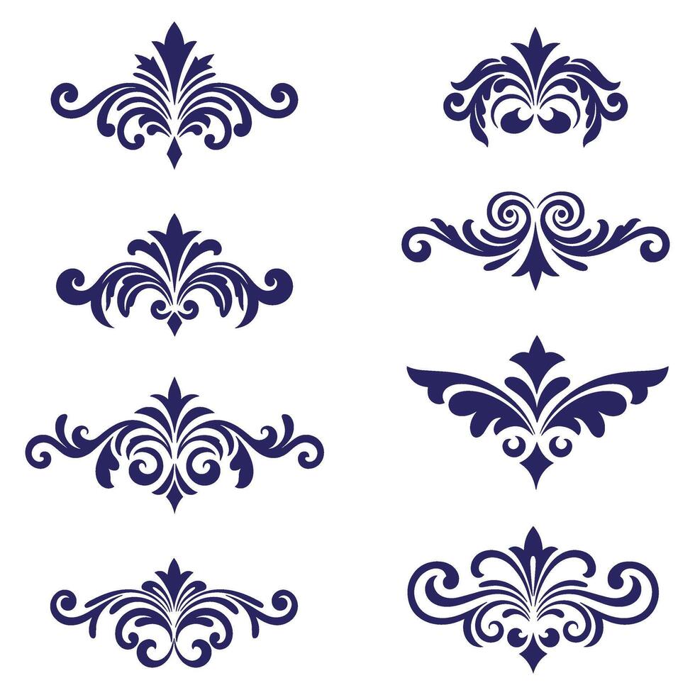 Stylized Floral Damask Graphics for Luxury Product Labels vector