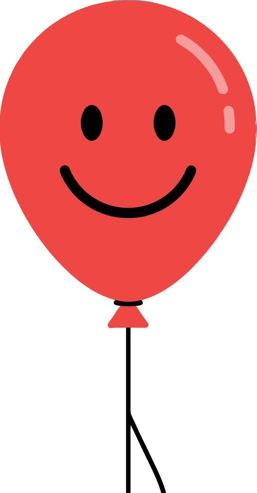 Red balloon with a smiling face and stick figure legs in a minimal illustration vector