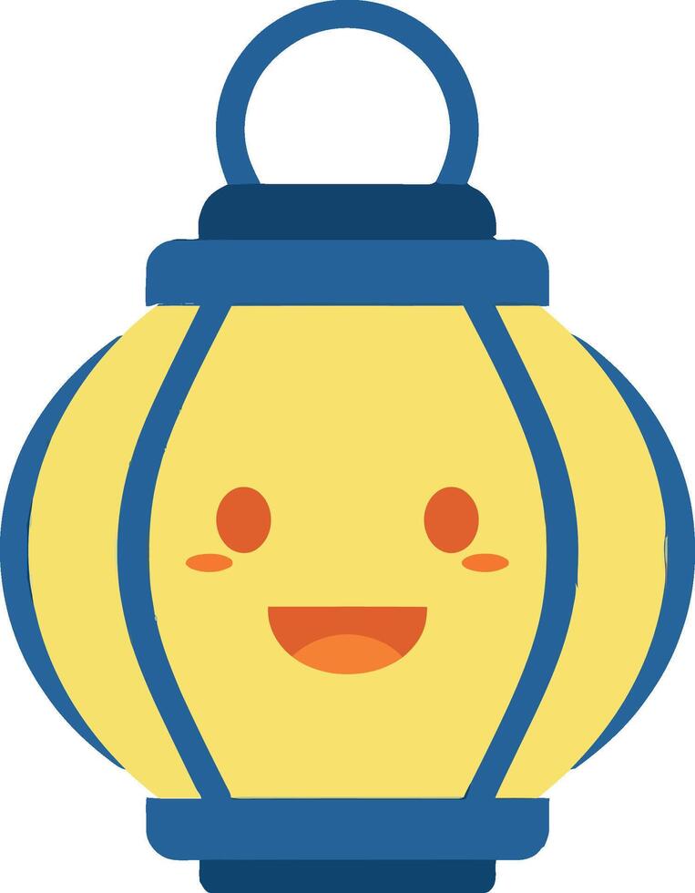 Cheerful lantern character with smiling face in flat art style vector