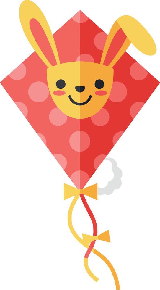 Colorful rabbit-shaped kite design in flat style showcasing playful spirit in art vector