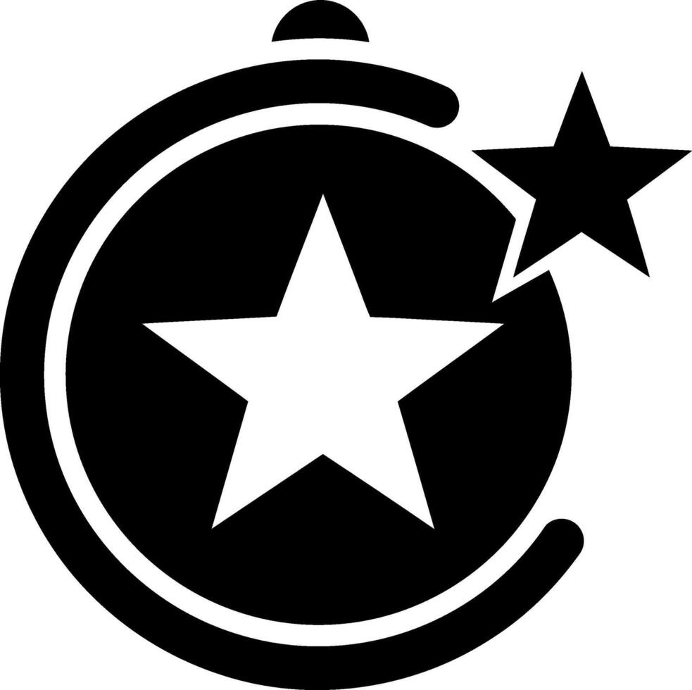 Black star and crescent moon design in flat style art vector