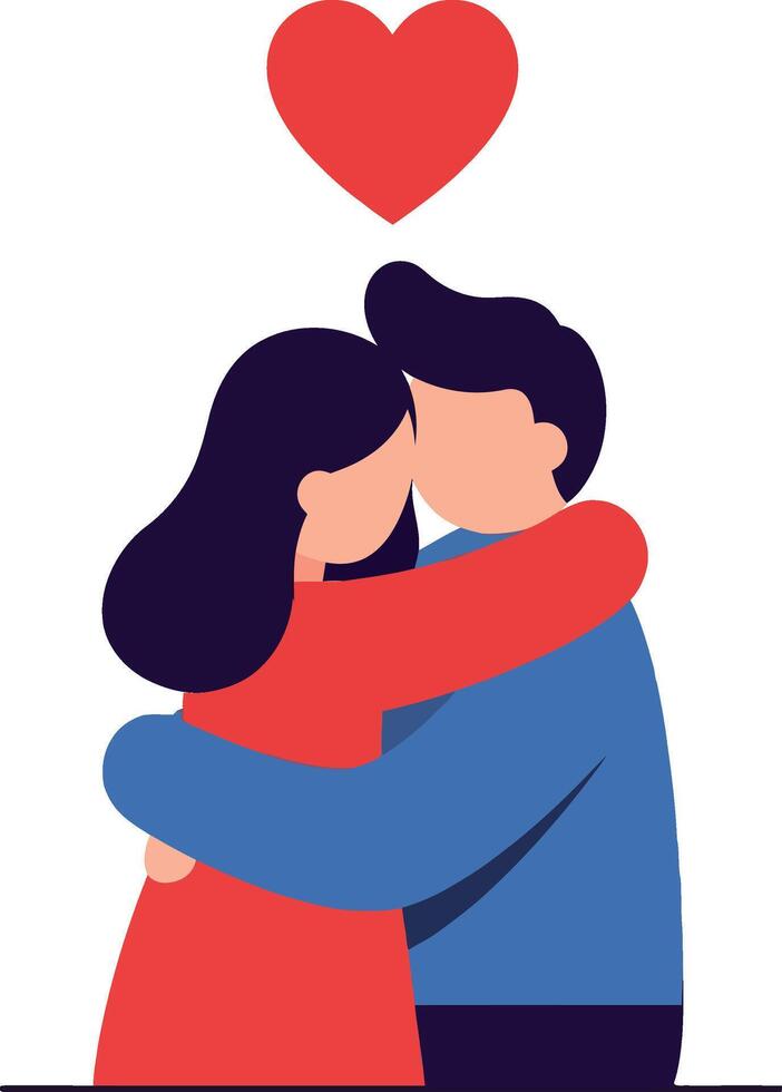 A couple embracing each other warmly in a flat design style illustration vector