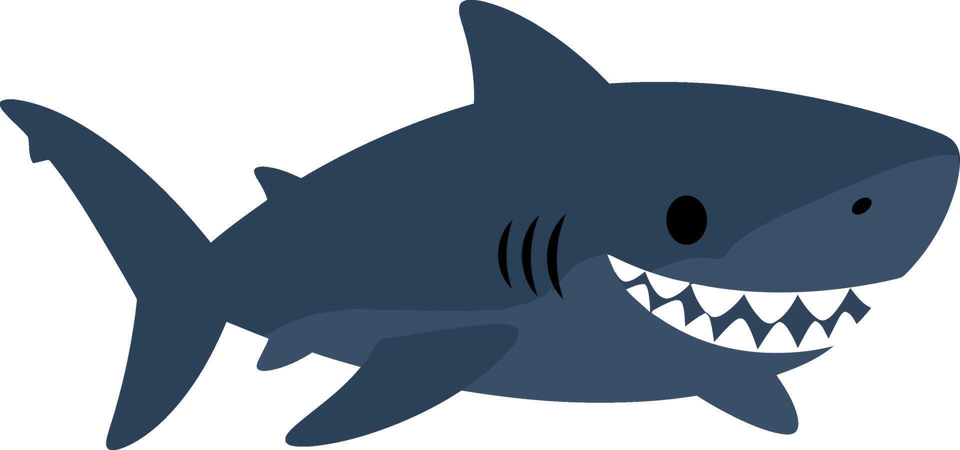 Playful cartoon shark swimming in a vibrant ocean with a minimal design style illustration vector