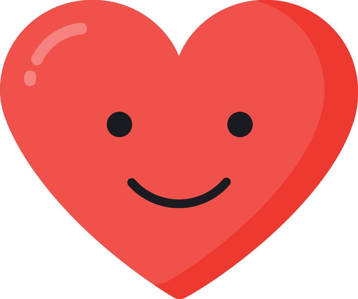 Smiling red heart character in a flat design style for cheerful art vector