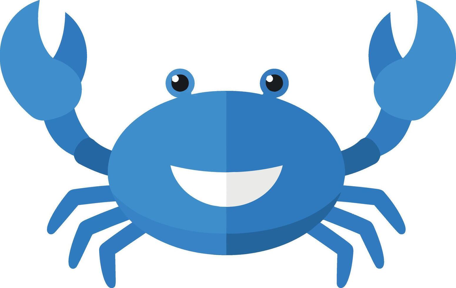 Blue crab character with a cheerful expression in a flat art style vector