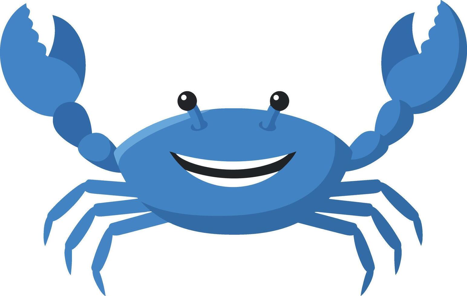 Happy blue crab character in a playful flat design style art vector
