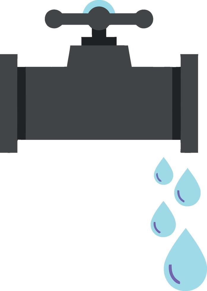 Water tap with dripping faucet showcasing minimal design style in art vector